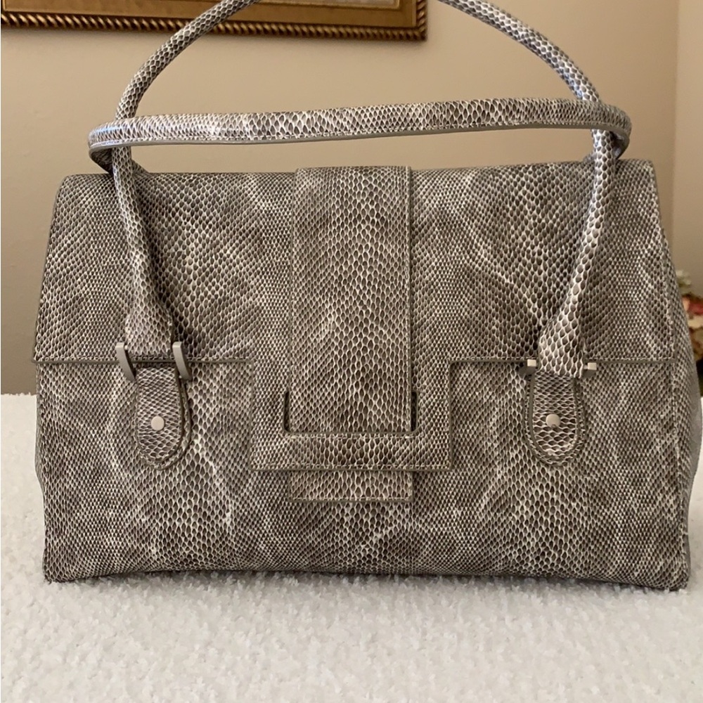 Elegant Snake Print Leather Handbag by Charlie Lapson - Picture 4 of 17